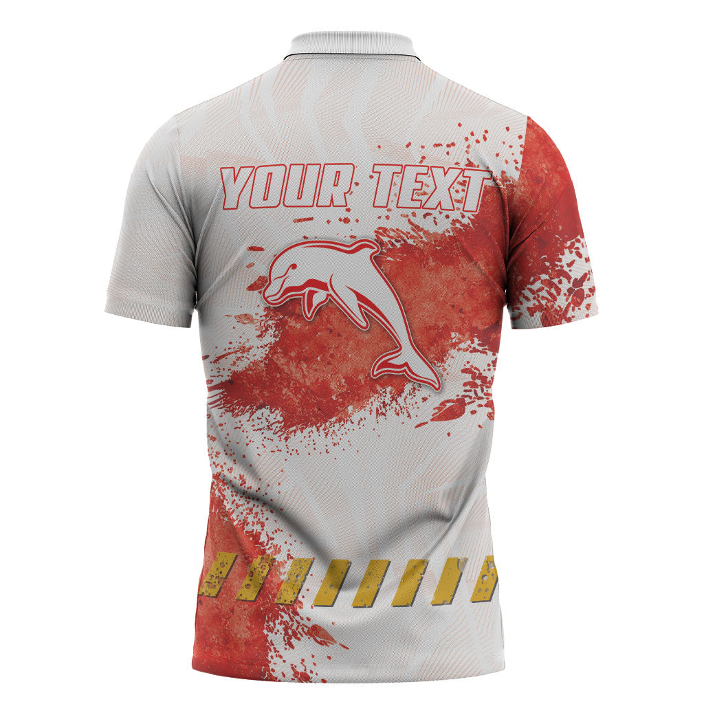 Personalised Dolphins Rugby Zipper Polo Shirt Dolphin Mascot - Sporty Splash Art Style