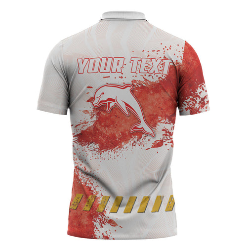 Personalised Dolphins Rugby Zipper Polo Shirt Dolphin Mascot - Sporty Splash Art Style