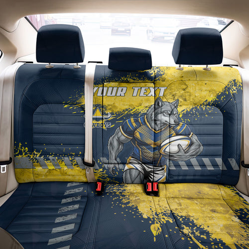Personalised North Queensland Cowboys Rugby Back Car Seat Cover Wolf Mascot - Sporty Splash Art Style