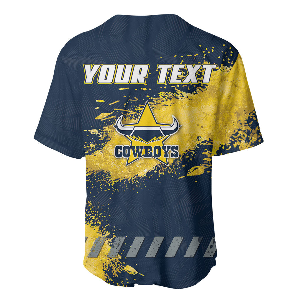 Personalised North Queensland Cowboys Rugby Baseball Jersey Wolf Mascot - Sporty Splash Art Style