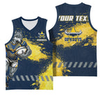 Personalised North Queensland Cowboys Rugby Basketball Jersey Wolf Mascot - Sporty Splash Art Style
