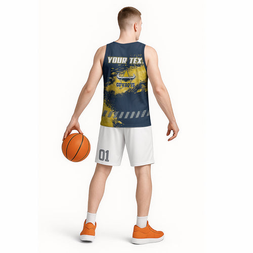 Personalised North Queensland Cowboys Rugby Basketball Jersey Wolf Mascot - Sporty Splash Art Style