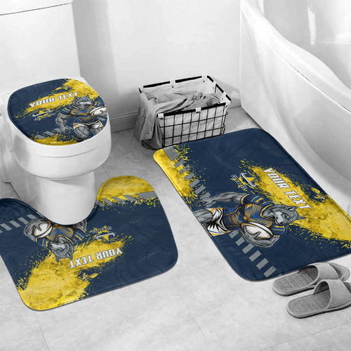 Personalised North Queensland Cowboys Rugby Bathroom Set Wolf Mascot - Sporty Splash Art Style