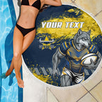 Personalised North Queensland Cowboys Rugby Beach Blanket Wolf Mascot - Sporty Splash Art Style