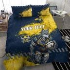 Personalised North Queensland Cowboys Rugby Bedding Set Wolf Mascot - Sporty Splash Art Style