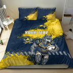 Personalised North Queensland Cowboys Rugby Bedding Set Wolf Mascot - Sporty Splash Art Style