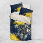 Personalised North Queensland Cowboys Rugby Bedding Set Wolf Mascot - Sporty Splash Art Style