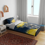 Personalised North Queensland Cowboys Rugby Bedding Set Wolf Mascot - Sporty Splash Art Style