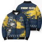 Personalised North Queensland Cowboys Rugby Bomber Puffer Jacket Wolf Mascot - Sporty Splash Art Style