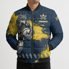 Personalised North Queensland Cowboys Rugby Bomber Puffer Jacket Wolf Mascot - Sporty Splash Art Style