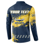 Personalised North Queensland Cowboys Rugby Button Sweatshirt Wolf Mascot - Sporty Splash Art Style