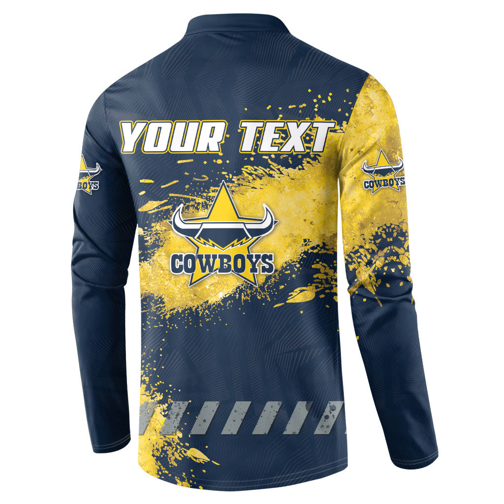 Personalised North Queensland Cowboys Rugby Button Sweatshirt Wolf Mascot - Sporty Splash Art Style