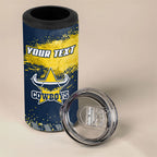 Personalised North Queensland Cowboys Rugby 4 in 1 Can Cooler Tumbler Wolf Mascot - Sporty Splash Art Style