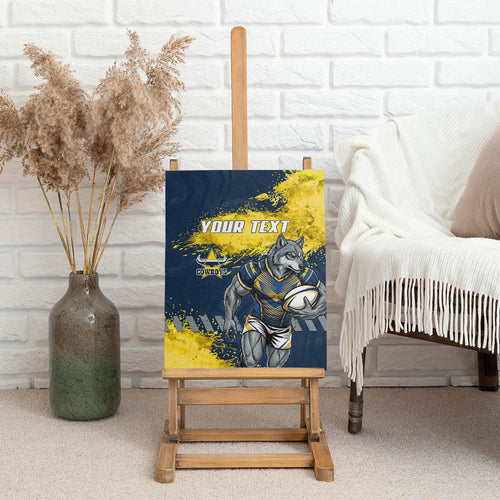 Personalised North Queensland Cowboys Rugby Canvas Wall Art Wolf Mascot - Sporty Splash Art Style