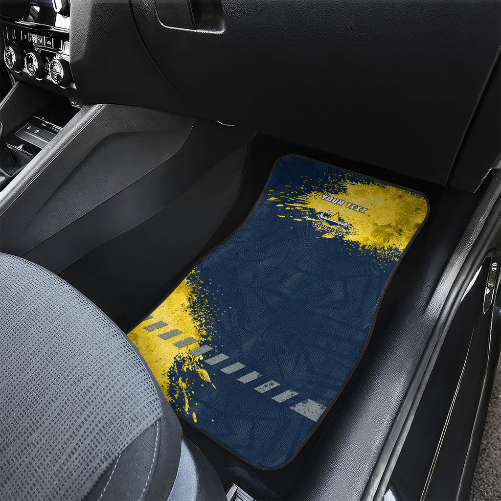 Personalised North Queensland Cowboys Rugby Car Mats Wolf Mascot - Sporty Splash Art Style