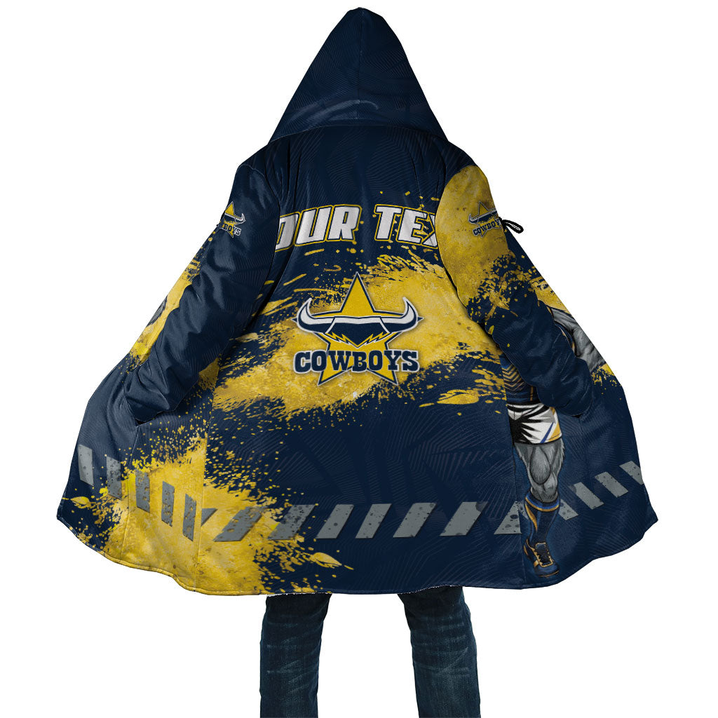 Personalised North Queensland Cowboys Rugby Cloak Wolf Mascot - Sporty Splash Art Style
