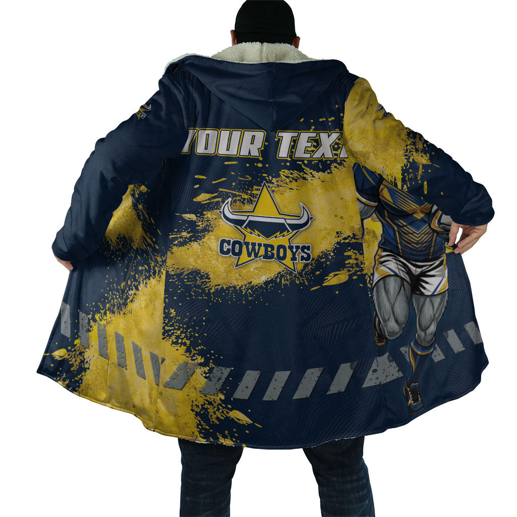 Personalised North Queensland Cowboys Rugby Cloak Wolf Mascot - Sporty Splash Art Style