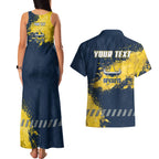 Personalised North Queensland Cowboys Rugby Couples Matching Tank Maxi Dress and Hawaiian Shirt Wolf Mascot - Sporty Splash Art Style