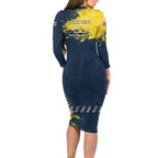 Personalised North Queensland Cowboys Rugby Family Matching Long Sleeve Bodycon Dress and Hawaiian Shirt Wolf Mascot - Sporty Splash Art Style