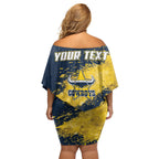 Personalised North Queensland Cowboys Rugby Family Matching Off Shoulder Short Dress and Hawaiian Shirt Wolf Mascot - Sporty Splash Art Style