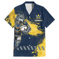 Personalised North Queensland Cowboys Rugby Family Matching Short Sleeve Bodycon Dress and Hawaiian Shirt Wolf Mascot - Sporty Splash Art Style