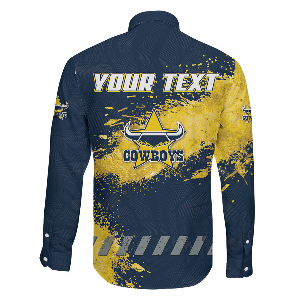 Personalised North Queensland Cowboys Rugby Family Matching Short Sleeve Bodycon Dress and Hawaiian Shirt Wolf Mascot - Sporty Splash Art Style