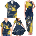 Personalised North Queensland Cowboys Rugby Family Matching Tank Maxi Dress and Hawaiian Shirt Wolf Mascot - Sporty Splash Art Style
