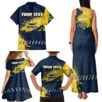 Personalised North Queensland Cowboys Rugby Family Matching Tank Maxi Dress and Hawaiian Shirt Wolf Mascot - Sporty Splash Art Style