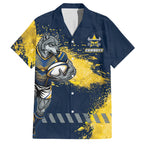 Personalised North Queensland Cowboys Rugby Hawaiian Shirt Wolf Mascot - Sporty Splash Art Style