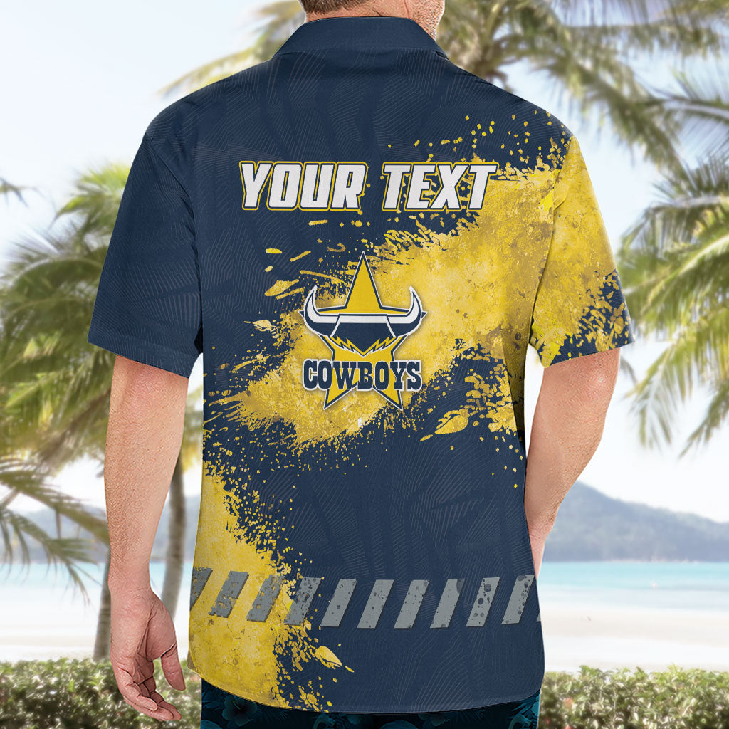 Personalised North Queensland Cowboys Rugby Hawaiian Shirt Wolf Mascot - Sporty Splash Art Style