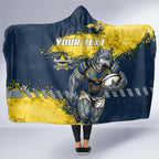 Personalised North Queensland Cowboys Rugby Hooded Blanket Wolf Mascot - Sporty Splash Art Style