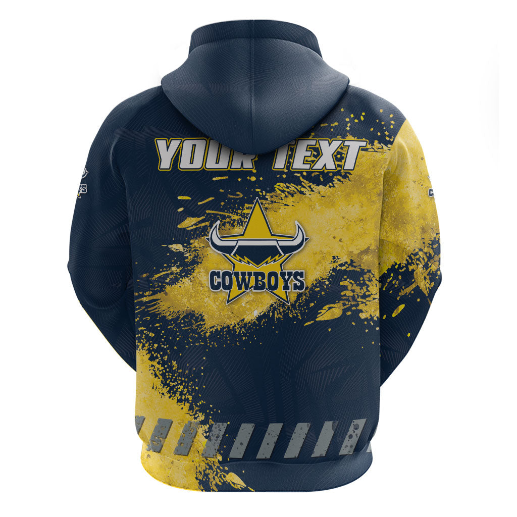 Personalised North Queensland Cowboys Rugby Hoodie Wolf Mascot - Sporty Splash Art Style