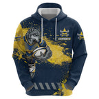 Personalised North Queensland Cowboys Rugby Hoodie Wolf Mascot - Sporty Splash Art Style