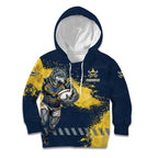 Personalised North Queensland Cowboys Rugby Kid Hoodie Wolf Mascot - Sporty Splash Art Style