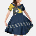 Personalised North Queensland Cowboys Rugby Kid Short Sleeve Dress Wolf Mascot - Sporty Splash Art Style