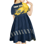 Personalised North Queensland Cowboys Rugby Kid Short Sleeve Dress Wolf Mascot - Sporty Splash Art Style