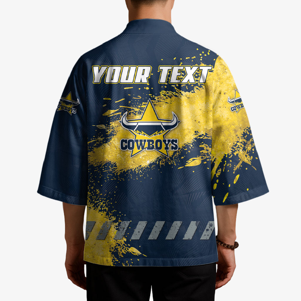 Personalised North Queensland Cowboys Rugby Kimono Wolf Mascot - Sporty Splash Art Style