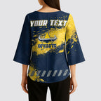 Personalised North Queensland Cowboys Rugby Kimono Sleeve Blouse Wolf Mascot - Sporty Splash Art Style