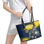 Personalised North Queensland Cowboys Rugby Leather Tote Bag Wolf Mascot - Sporty Splash Art Style