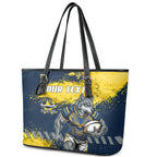 Personalised North Queensland Cowboys Rugby Leather Tote Bag Wolf Mascot - Sporty Splash Art Style