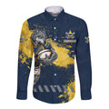 Personalised North Queensland Cowboys Rugby Long Sleeve Button Shirt Wolf Mascot - Sporty Splash Art Style
