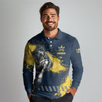 Personalised North Queensland Cowboys Rugby Long Sleeve Polo Shirt Wolf Mascot - Sporty Splash Art Style