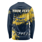 Personalised North Queensland Cowboys Rugby Long Sleeve Shirt Wolf Mascot - Sporty Splash Art Style