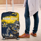 Personalised North Queensland Cowboys Rugby Luggage Cover Wolf Mascot - Sporty Splash Art Style