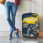 Personalised North Queensland Cowboys Rugby Luggage Cover Wolf Mascot - Sporty Splash Art Style