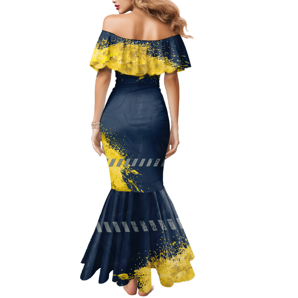 Personalised North Queensland Cowboys Rugby Mermaid Dress Wolf Mascot - Sporty Splash Art Style
