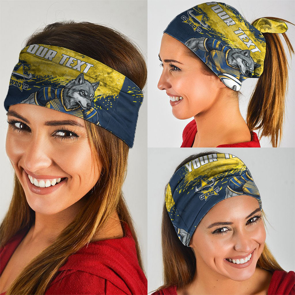 Personalised North Queensland Cowboys Rugby Neck Gaiter Wolf Mascot - Sporty Splash Art Style