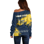Personalised North Queensland Cowboys Rugby Off Shoulder Sweater Wolf Mascot - Sporty Splash Art Style