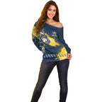 Personalised North Queensland Cowboys Rugby Off Shoulder Sweater Wolf Mascot - Sporty Splash Art Style