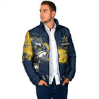 Personalised North Queensland Cowboys Rugby Padded Jacket Wolf Mascot - Sporty Splash Art Style